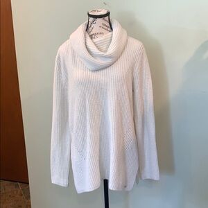 DKNY Cowl Neck Cream Sweater with Silver Threads Women’s Medium